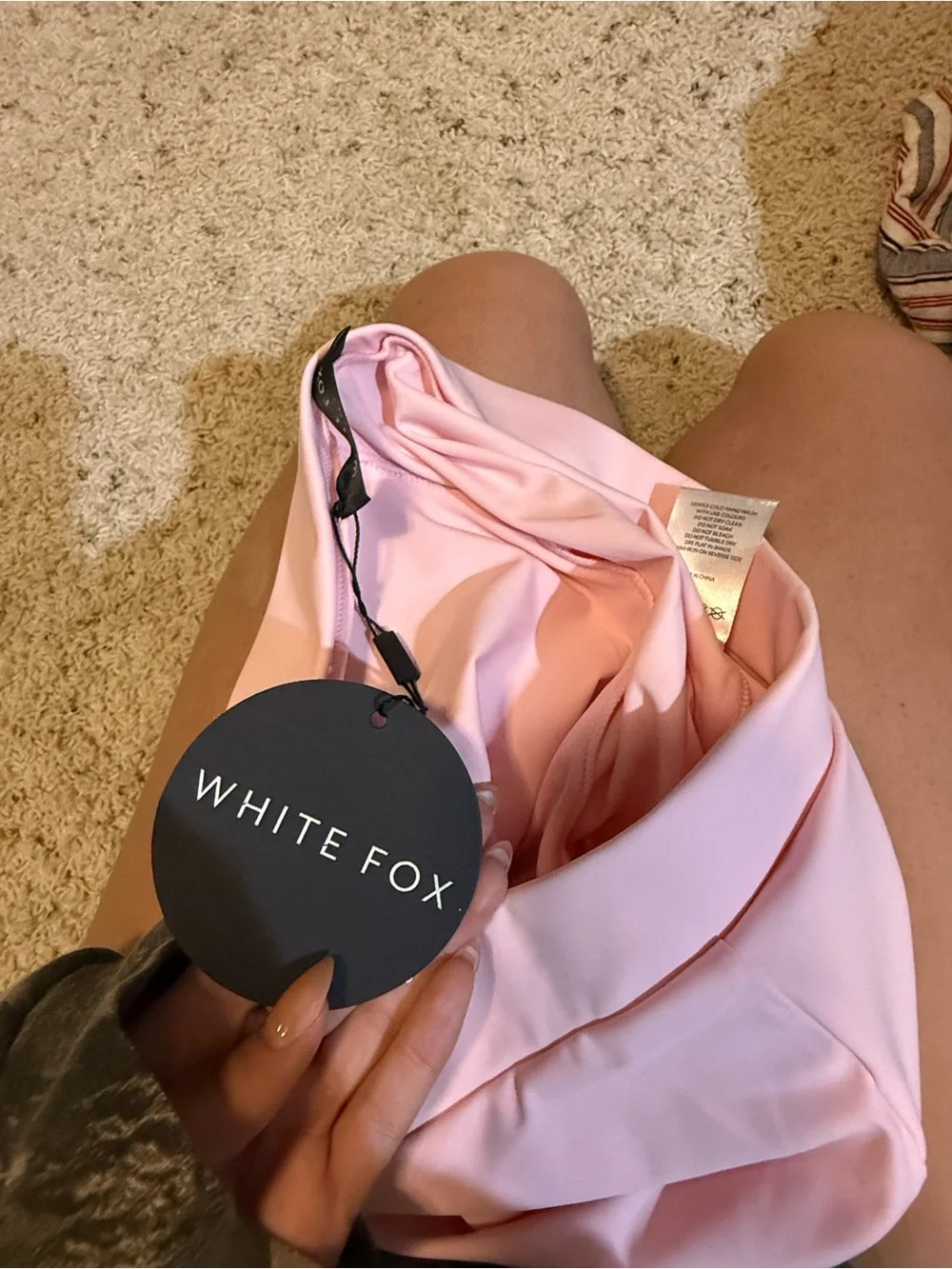 White Fox Boutique Light Pink Bike Shorts with Logo - Picture 3 of 4